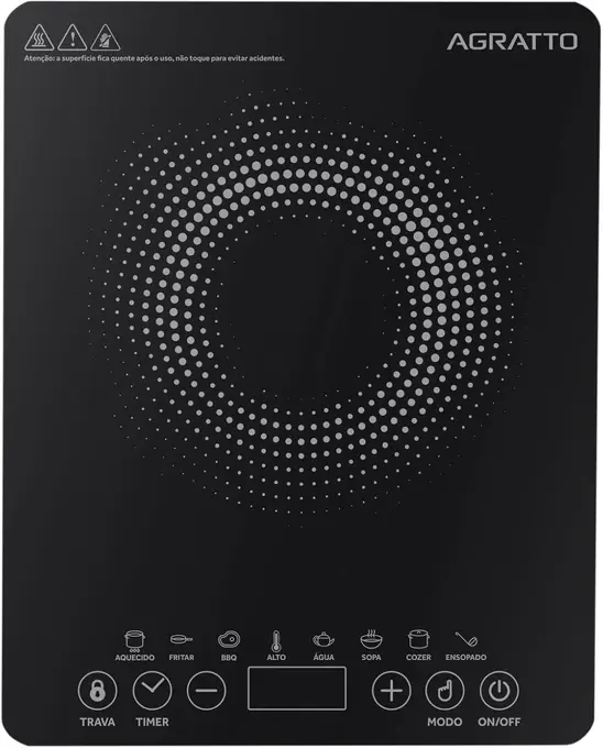 Agratto Cooktop Indução ACKI01I-02 Preto 1 Boca 2000W 220V