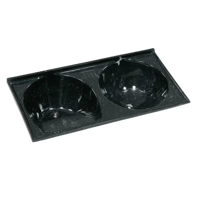 Tanque Duplo Mármore Sintético Eco 55 Litros 124x62cm Preto AJ Rorato