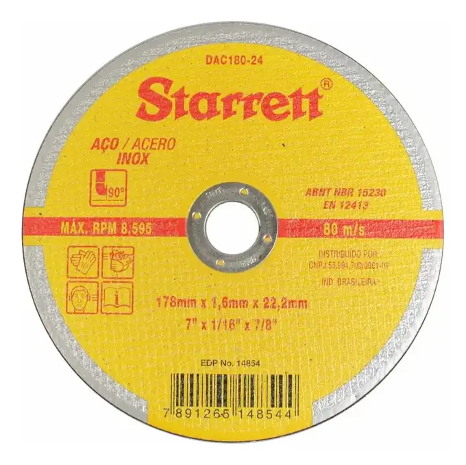 Disco de Corte 7 Pol. Aço Inox Dac180 24 Starrett - 48 Peças