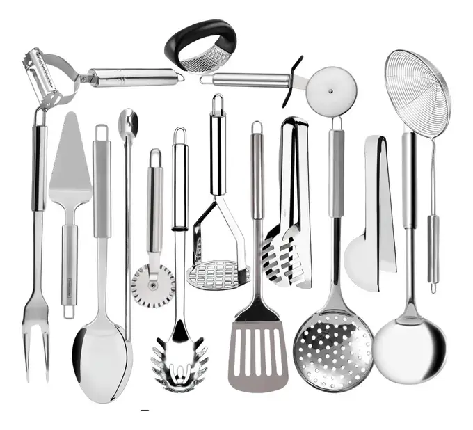 SQ Jogo Com 16 Utensílios Inox Para Cozinha