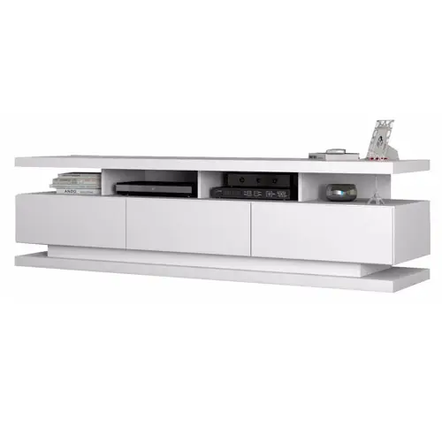 Rack Vivare Branco Acetinado com 3 Gavetas