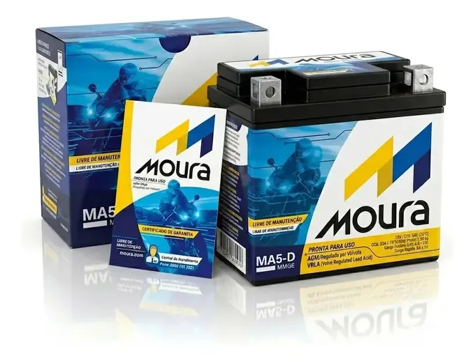 Bateria Moura MA5-D 5 Ah 12V Selada para Moto