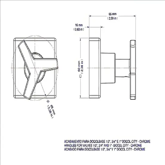 Acabamento de registro cromado Docol 1/2", 3/4" e 1" - Modelo 00877106