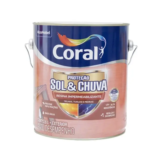 Resina Impermeabilizante Sol eamp; Chuva 3,6L Coral