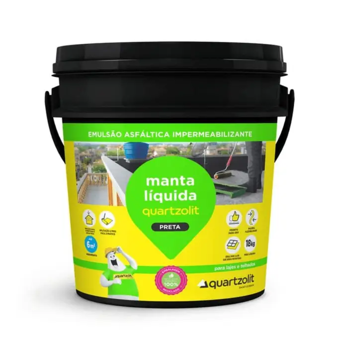 Manta Asfáltica Líquida Preta 18kg Quartzolit