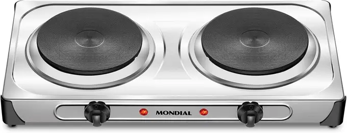 Fogareiro Elétrico Duplo Mondial FE-03 2000W Portátil Inox