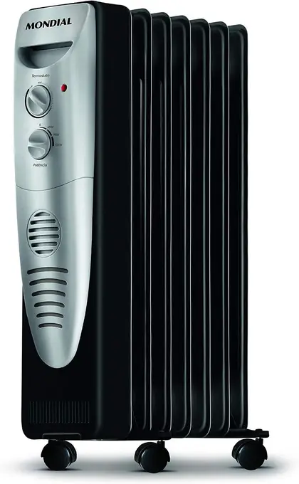 Aquecedor a Óleo Mondial A-06 Preto e Prata 1500W 220V