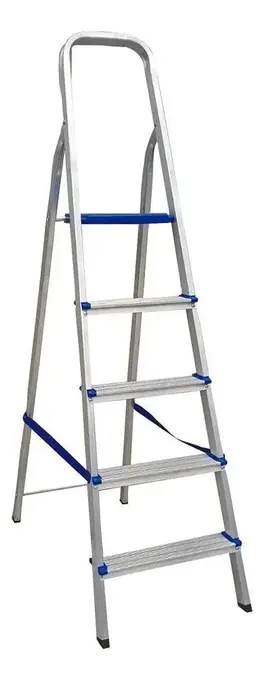 Escada Doméstica Em Aluminio 5 Degraus Real